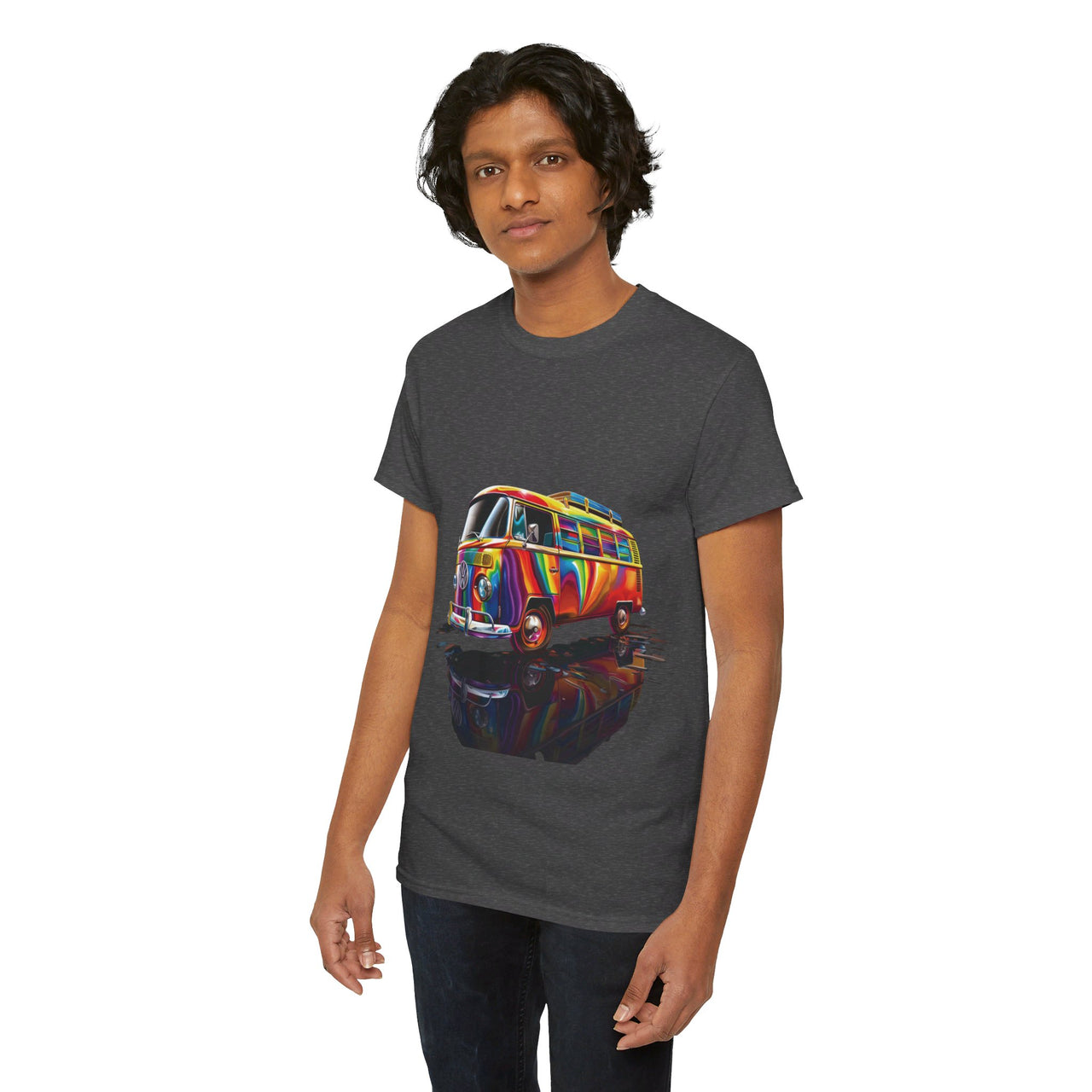 Retro Vibes VW Van Graphic T-Shirt | Psychedelic 70s Style Tee for Vintage Lovers