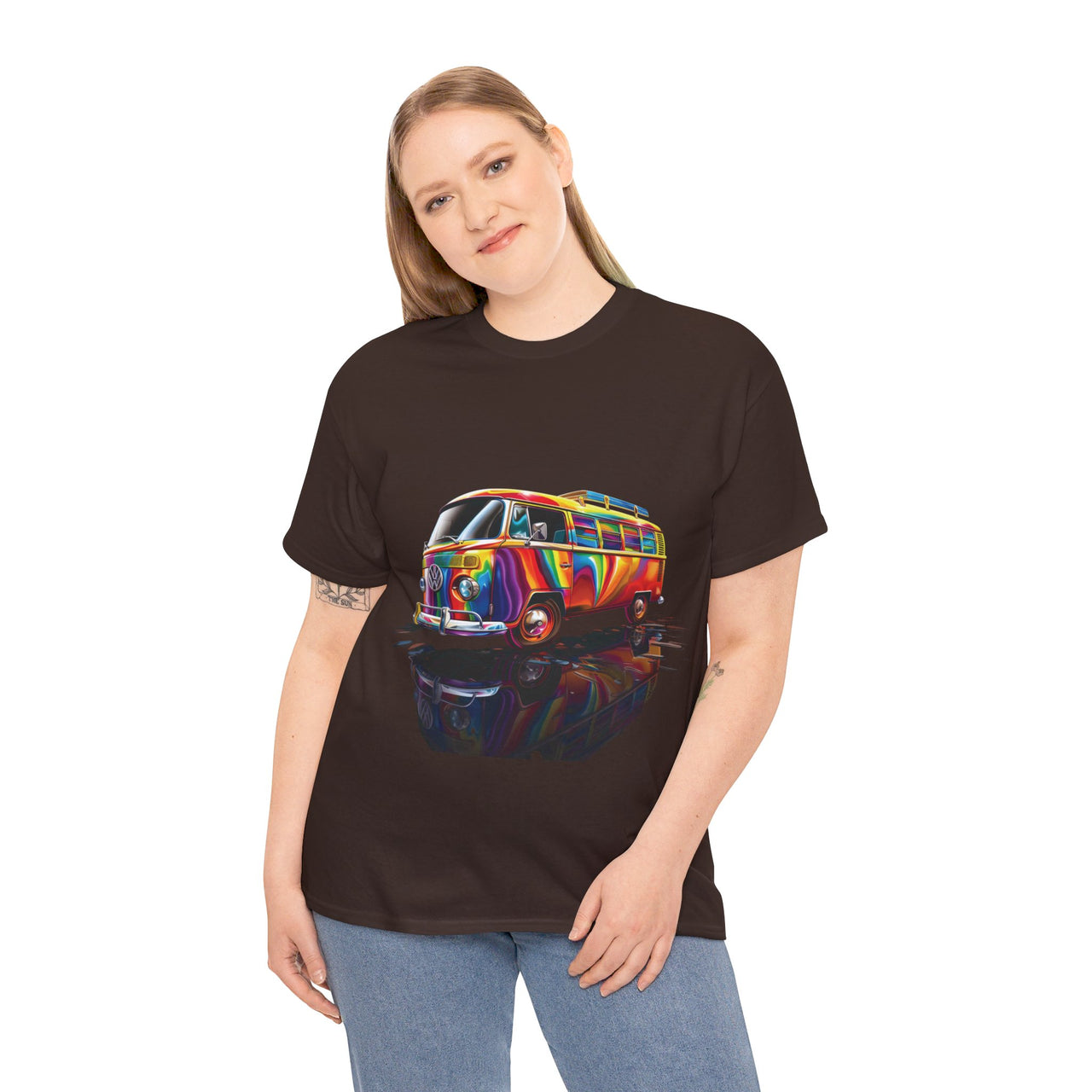 Retro Vibes VW Van Graphic T-Shirt | Psychedelic 70s Style Tee for Vintage Lovers