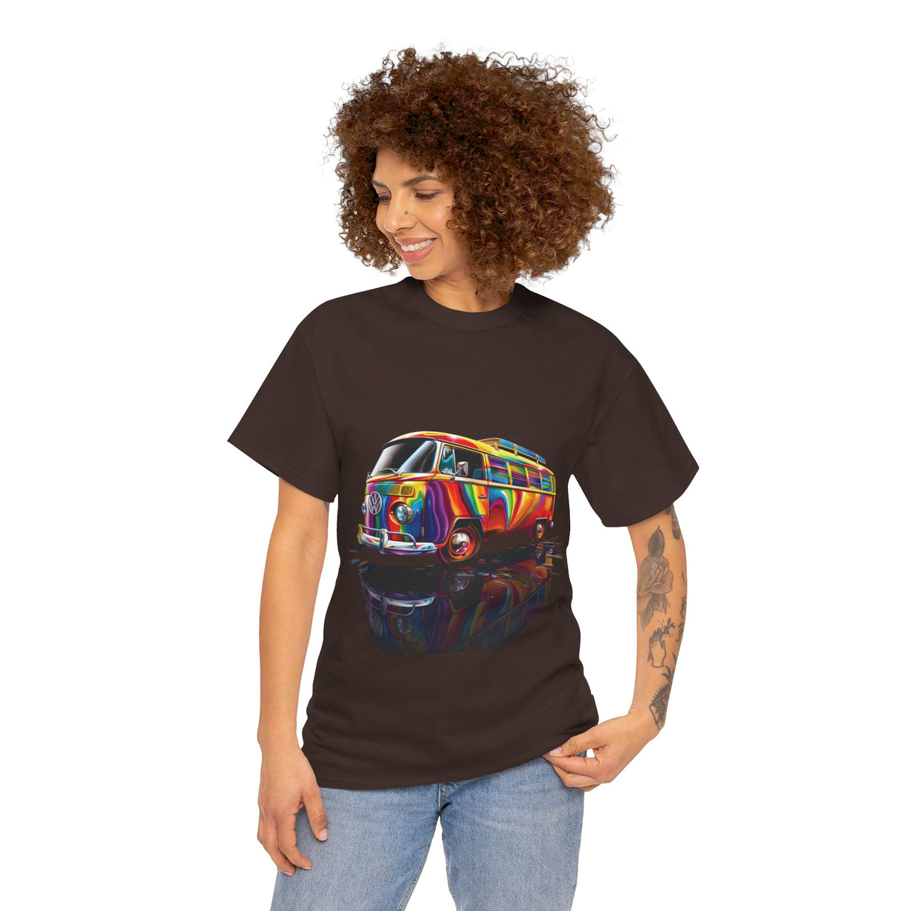 Retro Vibes VW Van Graphic T-Shirt | Psychedelic 70s Style Tee for Vintage Lovers