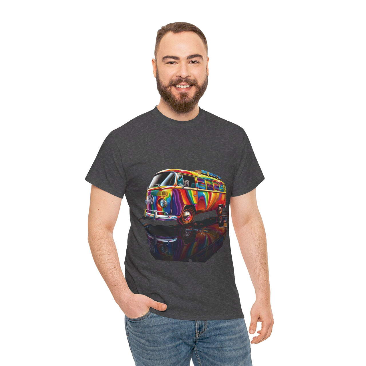 Retro Vibes VW Van Graphic T-Shirt | Psychedelic 70s Style Tee for Vintage Lovers