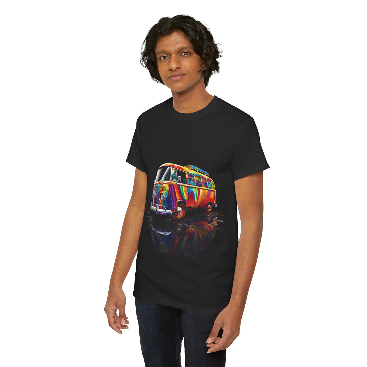 Retro Vibes VW Van Graphic T-Shirt | Psychedelic 70s Style Tee for Vintage Lovers