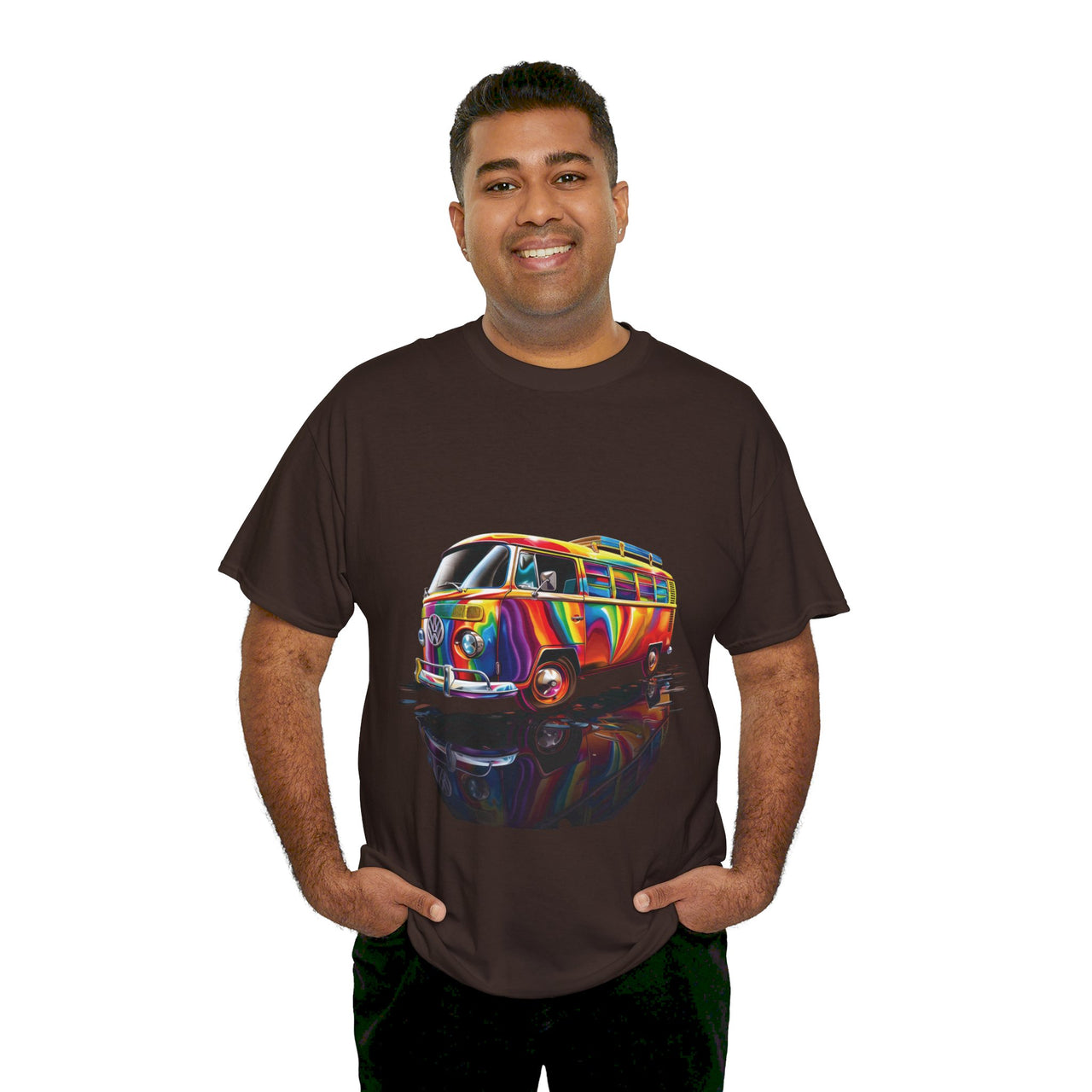 Retro Vibes VW Van Graphic T-Shirt | Psychedelic 70s Style Tee for Vintage Lovers