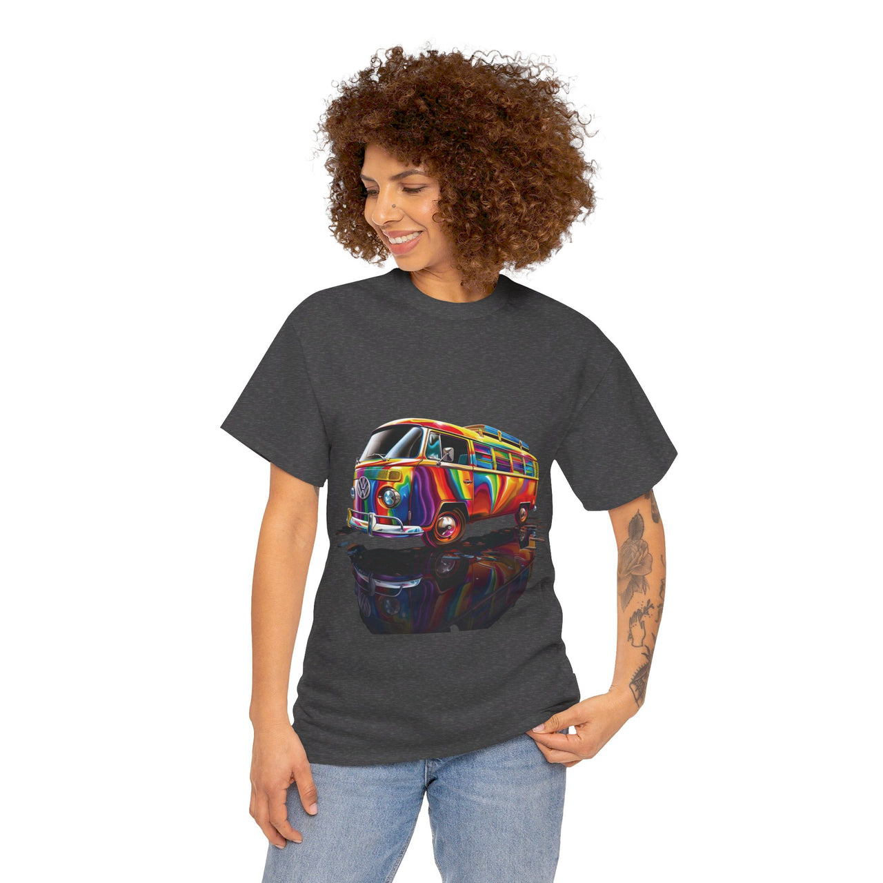 Retro Vibes VW Van Graphic T-Shirt | Psychedelic 70s Style Tee for Vintage Lovers