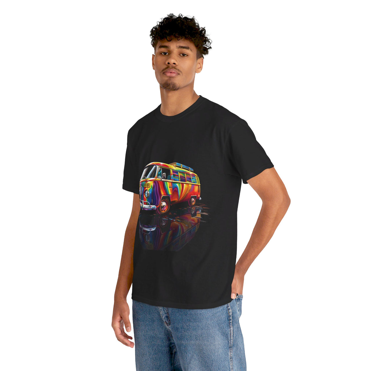 Retro Vibes VW Van Graphic T-Shirt | Psychedelic 70s Style Tee for Vintage Lovers