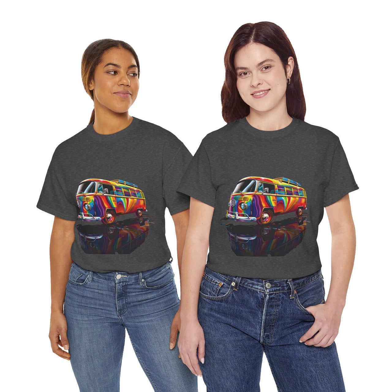 Retro Vibes VW Van Graphic T-Shirt | Psychedelic 70s Style Tee for Vintage Lovers