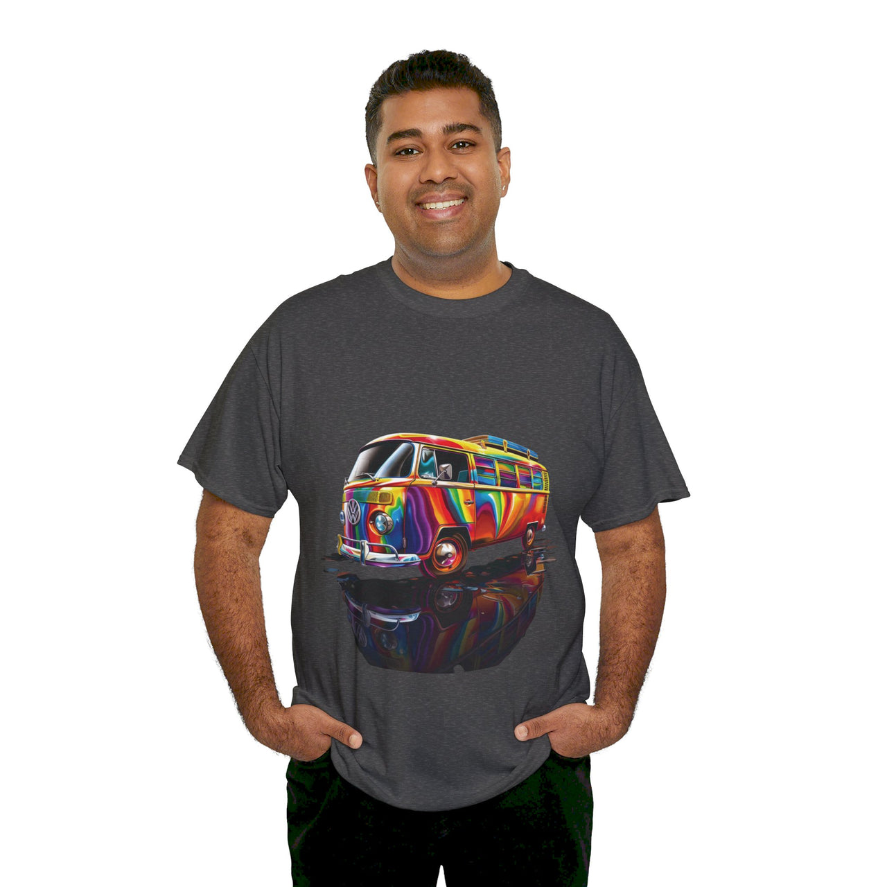 Retro Vibes VW Van Graphic T-Shirt | Psychedelic 70s Style Tee for Vintage Lovers