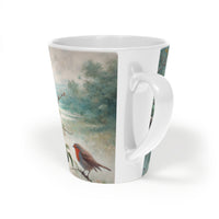 Thumbnail for Ceramic mug featuring an illustration of three red robin birds perched on a branch surrounded by foliage, designed for bird lovers and nature enthusiasts, with a detailed, nature-inspired artwork.