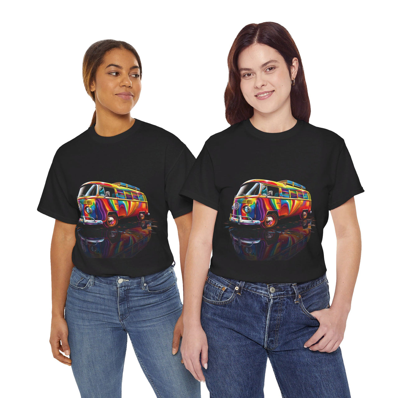 Retro Vibes VW Van Graphic T-Shirt | Psychedelic 70s Style Tee for Vintage Lovers