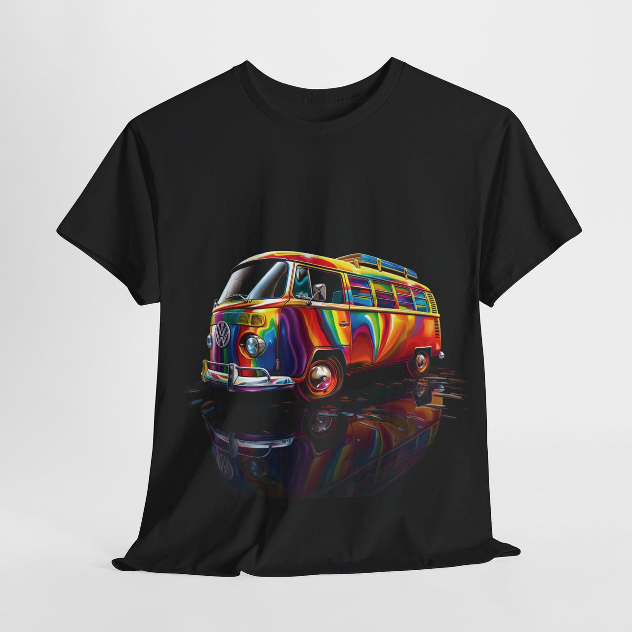 Retro Vibes VW Van Graphic T-Shirt | Psychedelic 70s Style Tee for Vintage Lovers